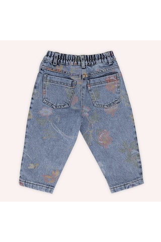 Panço Kız Çocuk Desenli Denim Pantolon Mavi 2421gb04017-4956 001