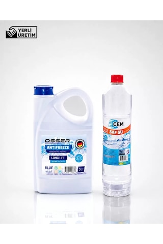 Cem Car Care Saf Su Ütü Ve Akü Suyu 1 Lt , Osser Antifriz 3 Lt Mavi -37 Derece