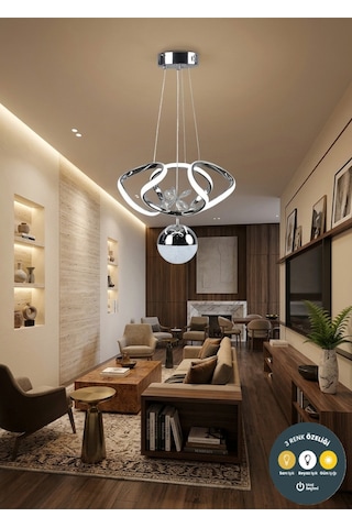 Led Avize 3 Renk Küçük Dron Toplu Krom Salon,mutfak,yatak Odası,koridor