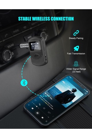 Lcd Ekranlı Bluetooth Alıcısı, Taşınabilir Aux Bluetooth 5.0 Adaptörü, Araba/ev Stereo/hoparlör/kablolu Kulakl