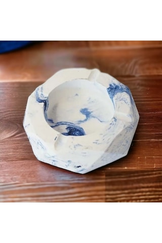 Mermer Desen El Yapımı Beton Dekoratif Küllük / Kül Tablası