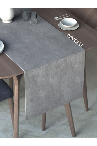 Gümüş Grisi Kadife Dokulu Runner Dream Series 40 X 140 Gümüş Grisi