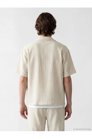 Lc Waikiki Bej Loose Fit Müslin Erkek Gömlek
