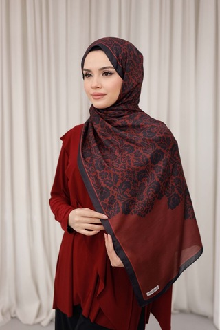 Mimiyum Nevra Desen Soft Şal Bordo