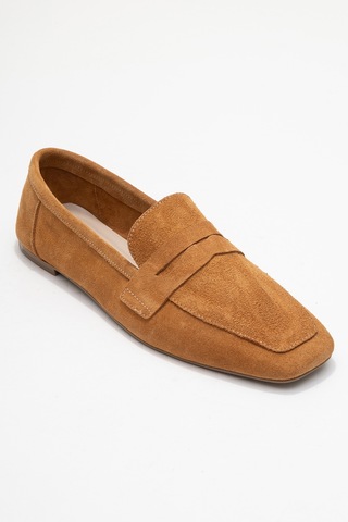Luvishoes Luvi Shoes Morne Taba Süet Hakiki Deri Kadın Loafer Ayakkabı Taba Süet
