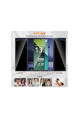 Xiaomi Redmi Note 13 Pro 4g Hayalet Ekran Koruyucu Cam 5d Hard Privacy Tempered Glass Full