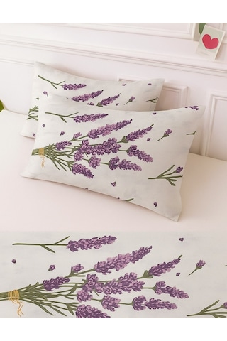 Lionas Desenli Pamuklu Kalpli Desen Yastık Kılıfı 2 Adet 50 X 70 Cm Lila