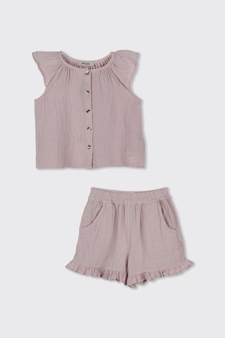 Panço Kız Bebek Müslin Pembe 2'li Takım 2511GB17013