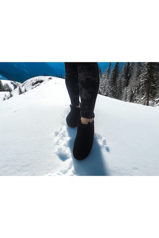 Ortopedik Yumuşacık Kışlık Hafif Taban Ev Botu Ve Pandufu Siyah