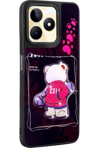 Realme C55 4g İle Uyumlu Kılıf Parlayan Kabartmalı İkonik Figürlü Silikon Kapak