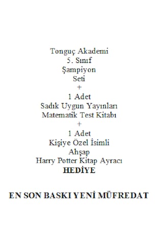Tonguç Akademi 5. Sınıf Şampiyon Seti En Son Baskı Yeni + Sadık Uygun Yayınları Matematik Soru Bankası + 1 Yıllık Online Ders Paketi