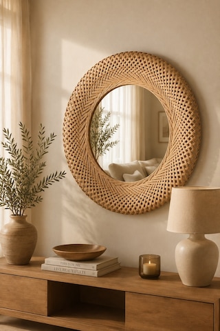 Bohem Sinnerlig Bambu Ayna - Iskandinav, Modern, Rattan
