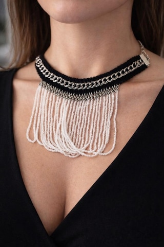 El Yapımı Boncuklu Zincir Detaylı Choker Kolye Şık Ve Modern Tasarım çok renkli