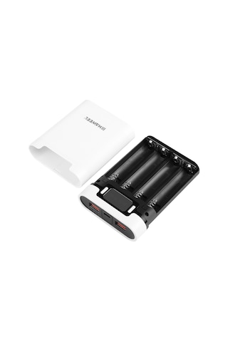 Haweel Dıy 4x 18650 Dahil Değil 10000mah Çift Yönlü Qc Şarj Cihazı Güç Bankası Kabuk Kutusu, 2x Usb Çıkışı Ve Ekranı, Destek Pd / Qc / Scp / Fcp / Afc / Pps / Pe Beyaz