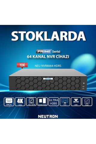 Neutron Neu-nvr8064-hdrs 64 Kanal 8 Hdd Ultra H.265+ Raıd Destekli 4k Nvr Kayıt Cihazı