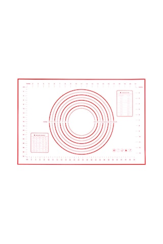 Padalink Kesikli Silikon Hamur Hazırlama Ve Fırın Matı - 60x40 Cm Kırmızı - Fırınlama & Barbekü Gereci Kırmızı
