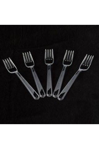 Armax Yeni Lüks Plastik Çatal 100 Adet Şeffaf