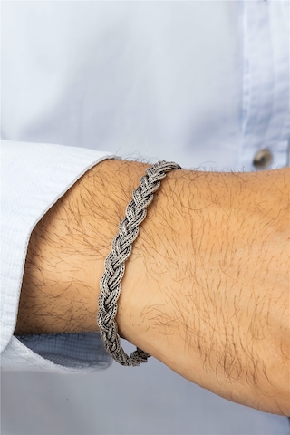 Örgü Model Gümüş Erkek Bileklik