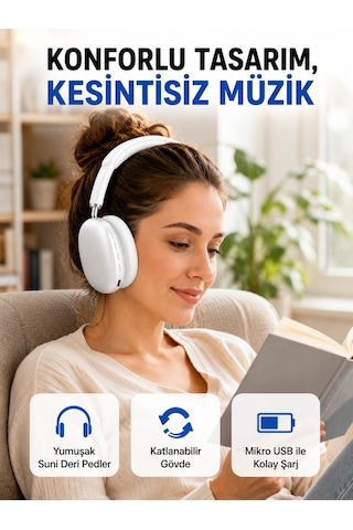 Katlanabilir Bluetooth V5.0 Kablosuz Kulaklık 400 Mah, Gürültü Azaltma Yeni Nesil - Lisinya