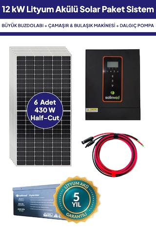 12 Kw Lityum Akülü Solar Güneş Enerjisi Sistemi