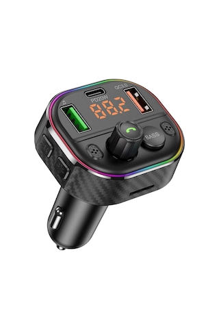 Cosmostech Car T86M Araç Fm Transmitter 5.0 Bluetooth Araç Kiti Hızlı 20 W Şarj Qc3.0 Çift USB Mp3 Sd Kart Çakmaklık Girişli Oto Müzik Çalar