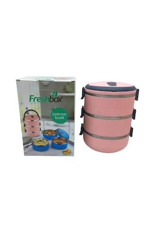 Açık Pembe 3lü Sefer Tası Saklama Kabı 1.8lt Bx40 Renkli