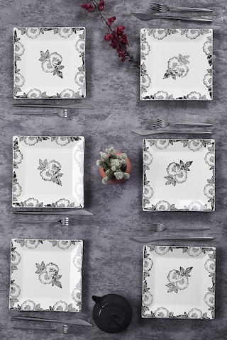 Piatti Naturali 6'lı Black Rose Pasta Tabak Seti Tatlı Sunum Seti Servis 20cm