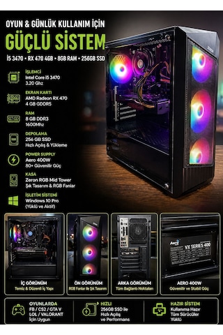 Zeiron Gazı-3470PC i5-3470 8 GB 240 GB SSD 4 GB RTX470 Free Dos Masaüstü Bilgisayar Zeiron Gazı-3470PC i5-3470 8 GB 240 GB SSD 4 GB RTX470 Free Dos Masaüstü Bilgisayar