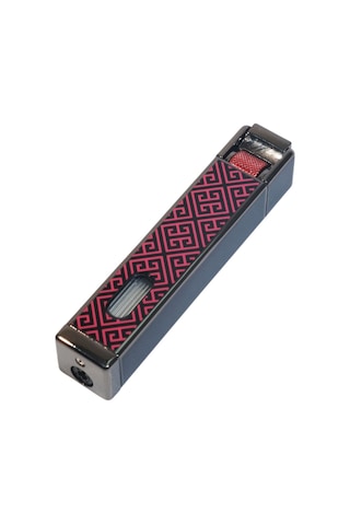 Parmida Tek Torch Pürmüz Gunmetal-kırmızı Desenli Metal Puro Çakmağı - Tr9222