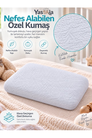 Ortopedik Hafızalı Visco Bebek Ve Çocuk Yastığı Nefes Alabilen 38x26x6,5 Cm Beyaz