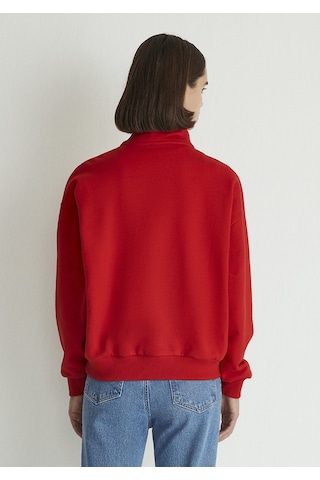 Mavi - Mavi Logo Baskılı Yarı Fermuarlı Kırmızı Sweatshirt 1s10179-86417 Kırmızı