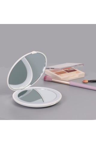 Hangfox Portatif Katlanabilir Led Aydınlatmalı Makyaj Aynası - İki Yönlü 2x Büyütme Özelliği İle Cep Boyutunda Yeşil Hediyelik镜