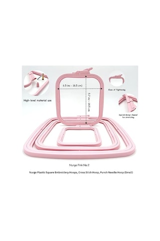 Pembe Küçük No:2 Plastik Kare Nakış Kasnağı, Çapraz Dikiş Çemberleri, Zımba İğne Halkası, Kendin Yap El