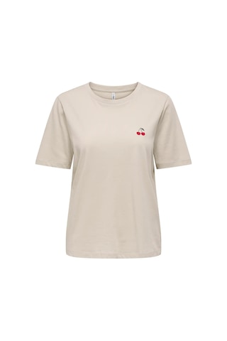 Only Onlhappy S/s Emb Top Jrs Kadın T-shirt 15370117 Bej