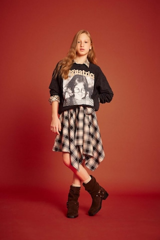 Defacto Kız Çocuk Oversize Geniş Kalıp Bisiklet Yaka Baskılı Sweatshirt G3270a825wnar104 Antrasit-ar104