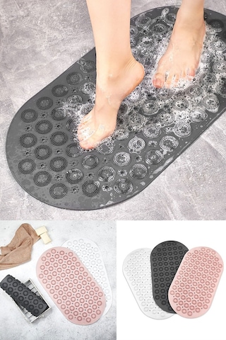 T.Concept Masajlı Vantuzlu Banyo & Duş Kaydırmazı Paspası Pembe-Siyah-Beyaz