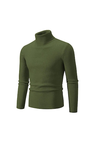 Sonbahar Kış Balıkçı Yaka Kazak Erkekler Sıcak Örme Düz Renk Kazaklar Erkek Slim Fit Rahat Balıkçı Yaka Triko Erkek Kazak Yeşil