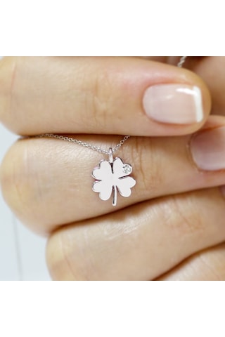 Altın Sepeti Beyaz Altın Pırlanta Mini Yonca Kolye As92pkl Beyaz