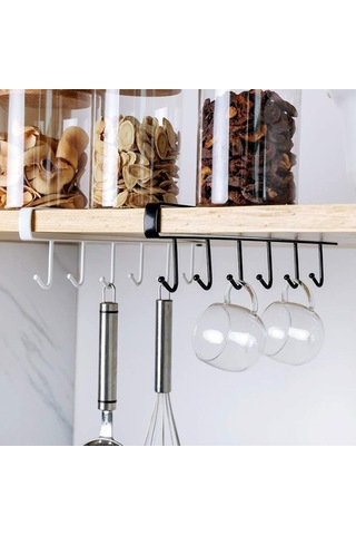 Raf Dolap Rafı Kupa Çay Fincanı Kancası Saklama Tutucu Dolap Ek Parçası Kupa Tutucu Bardak Tutucu 6 Kanca Kahve Fincanı Tutucu Asılı Saklama -2 Adet Çok Renkli