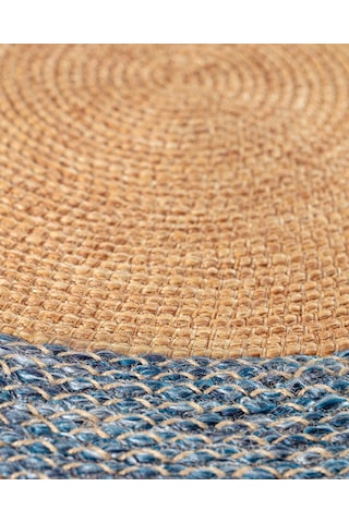 Madame Coco Vernal Yuvarlak Kilim - Naturel/mavi - 100 Cm 8684427222683 Çok Renkli