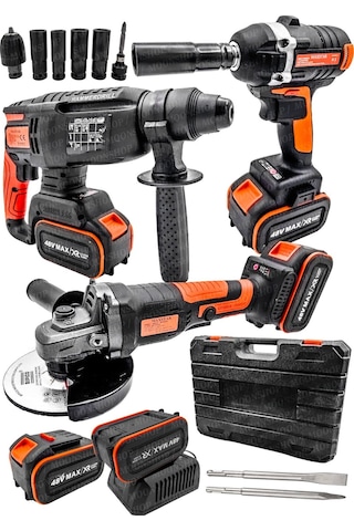 Moonshop 48V Profesyonel 3'lü Set Kırıcı Delici Somun Sıkma Taşla