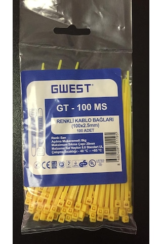 Gwest 2,5x100mm 10cm Renkli Plastik Cırt Kelepçe Kablo Bağı 6renk