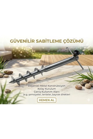 Metal Unıversal Şemsiye Sabitleyici Sılver Metal Gri