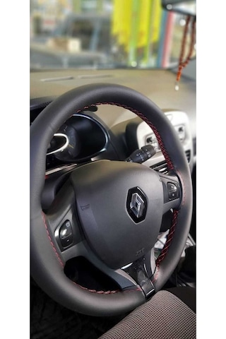 Renault Symbol 2013+ Uyumlu Direksiyon Kılıfı Dikmeli Siyah Ipli