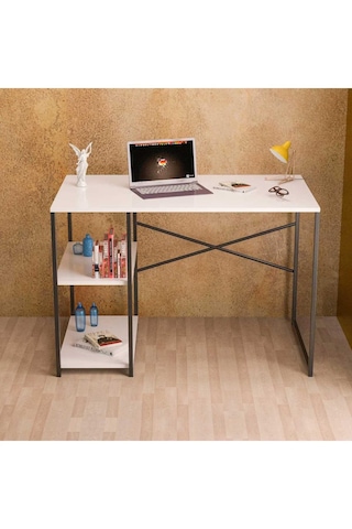 Reyo Falez 2 Raflı Çalışma Masası 60x120 - Bilgisayar Ofis Ders Masası Beyaz
