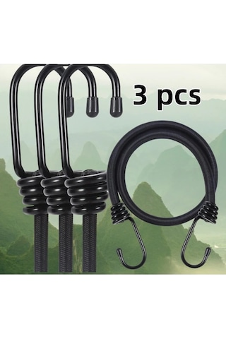 Elmpaly Ağır Hizmet Tipi 3'lü Askılı Elastik Bağlama Kayışı - Çadır, Bisiklet, Bagaj Bağı