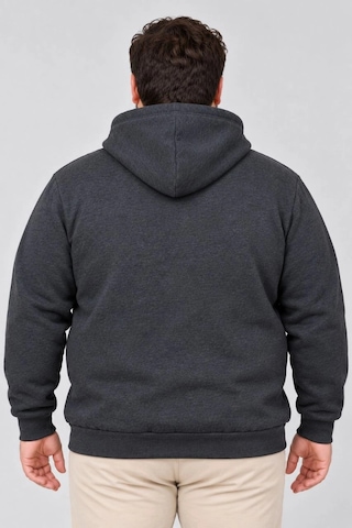 Ertaştrendstore Erkek Battal Büyük Beden Üç İplik İçi Şardonlu Kapüşonlu Kanguru Cepli Kışlık Sweatshirt - Füme Çok Renk