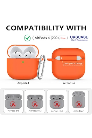 Apple Uyumlu AirPods 4. Nesil Soft Silikon Kılıf Düz Renkler Turuncu