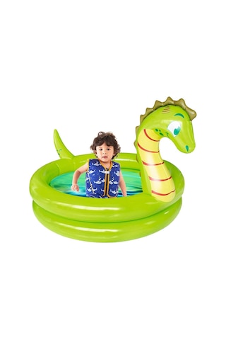 Yeşil Hayvan Figürlü Şişme Çocuk Havuzu, Bebek Yüzme Havusu, Yuvarlak Oyun Havuzu Yumuşak Tabanlı Yeşil