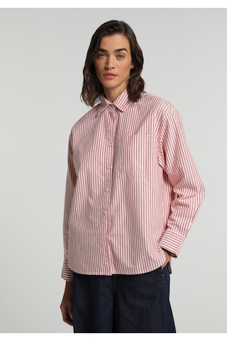Colin's Colins Boyfriend Fit Shirt Neck Çizgili Kadın Kirmizi Uzun Kol Gömlek Cl1081918 Q1.v1 Red Kırmızı